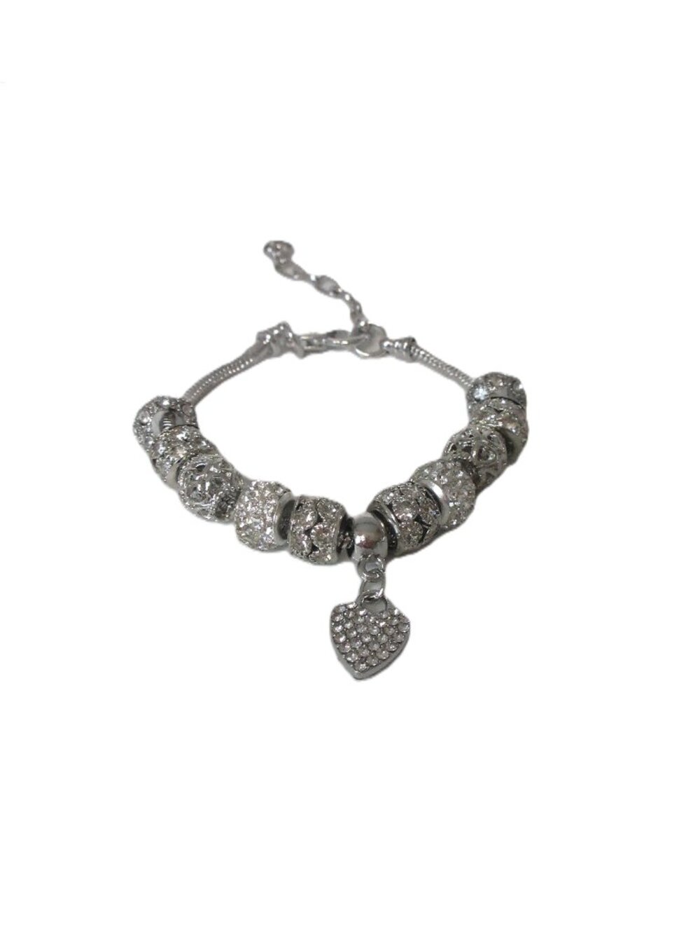 Donatello Gian Crystal Hanging Heart Charm Bracelet